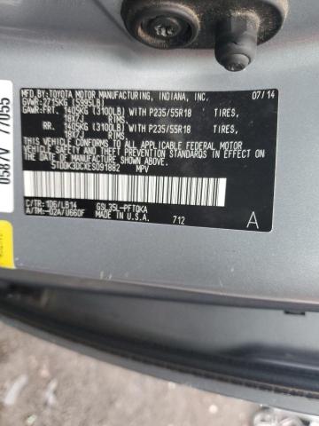 5TDDK3DCXES091882 - 2014 TOYOTA SIENNA XLE SILVER photo 13