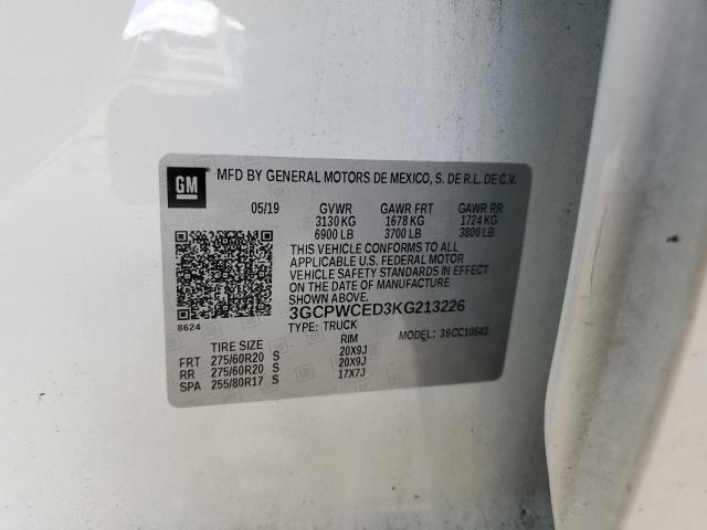 3GCPWCED3KG213226 - 2019 CHEVROLET SILVERADO C1500 LT أبيض صورة 12