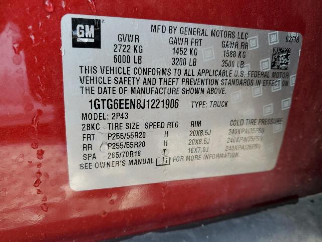 1GTG6EEN8J1221906 - 2018 GMC CANYON DENALI RED photo 12