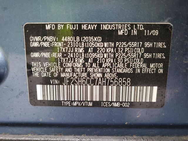 JF2SH6CC7AH756858 - 2010 SUBARU FORESTER 2.5X PREMIUM BLUE photo 13