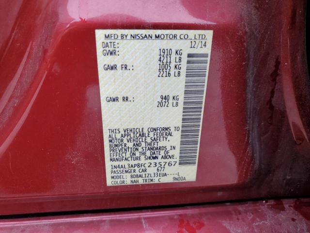 1N4AL3AP8FC235767 - 2015 NISSAN ALTIMA 2.5 RED photo 12