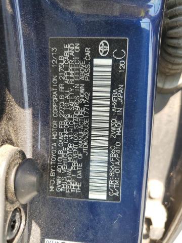 JTDKN3DU3E1771742 - 2014 TOYOTA PRIUS BLUE photo 13