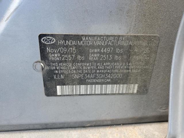 5NPE34AF3GH342000 - 2016 HYUNDAI SONATA SPORT SILVER photo 12