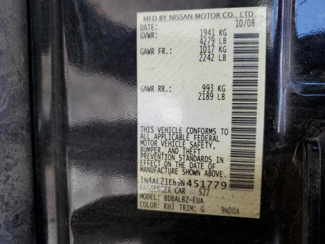 1N4AL21E89N451779 - 2009 NISSAN ALTIMA 2.5 BLACK photo 12