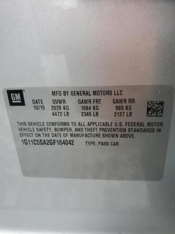 1G11C5SA2GF164042 - 2016 CHEVROLET MALIBU LIMITED LT SILVER photo 12