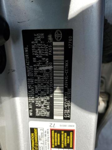 4T1BF3EK6AU028300 - 2010 TOYOTA CAMRY BASE SILVER photo 12