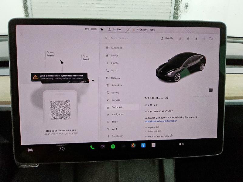 5YJ3E1EA0NF303892 - 2022 TESLA MODEL 3 أسود صورة 9