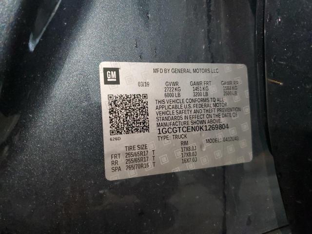 1GCGTCEN0K1269804 - 2019 CHEVROLET COLORADO LT CHARCOAL photo 12