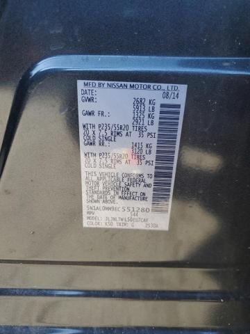 5N1AL0MM9EC551280 - 2014 INFINITI QX60 BLACK photo 13