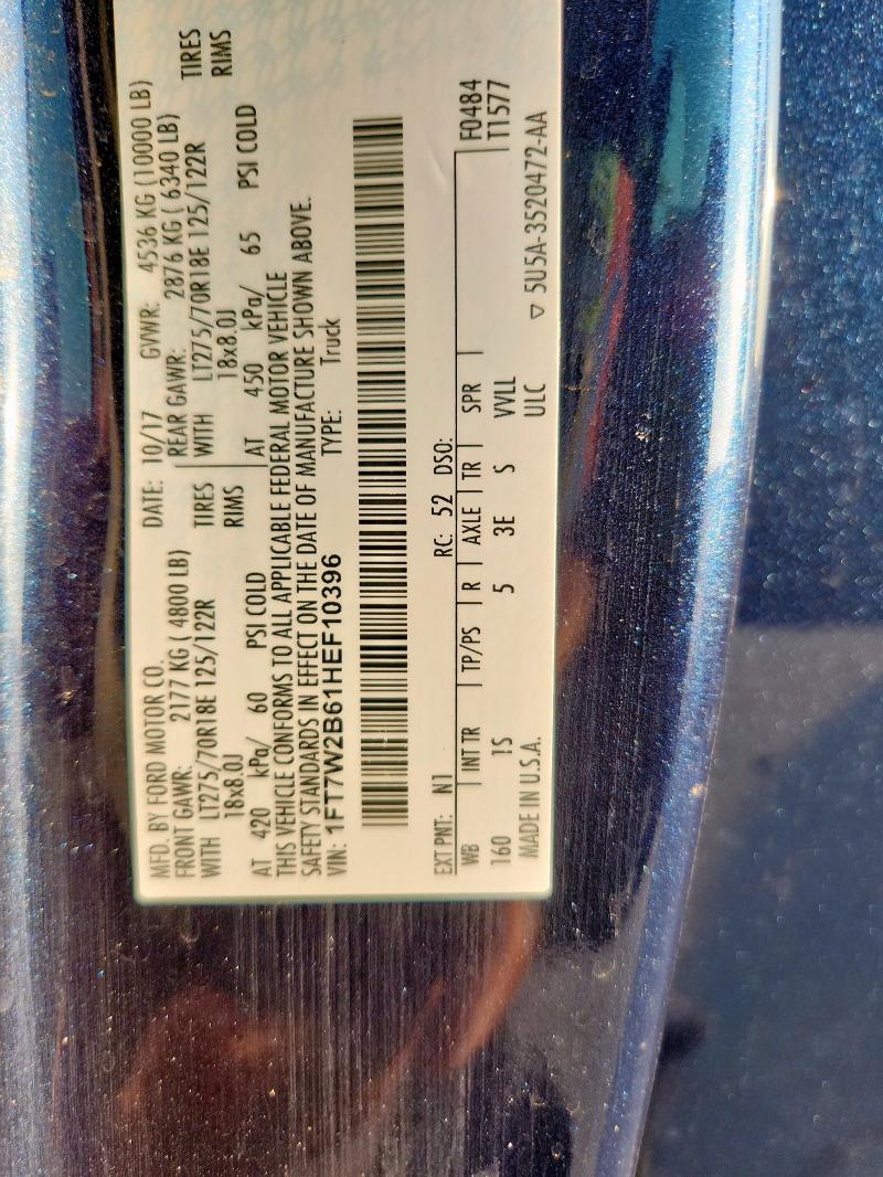 1FT7W2B61HEF10396 - 2017 FORD F250 SUPER DUTY Mavi fotoğraf 13