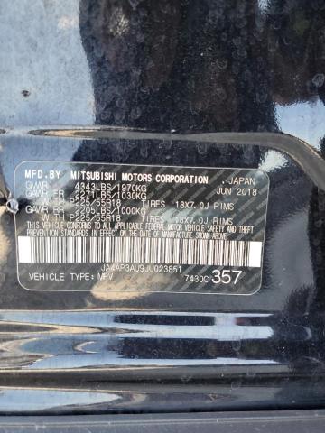 JA4AP3AU9JU023851 - 2018 MITSUBISHI OUTLANDER ES შავი ფოტო 13