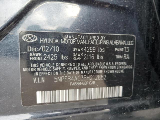 5NPEB4AC3BH212882 - 2011 HYUNDAI SONATA GLS CHARCOAL photo 12