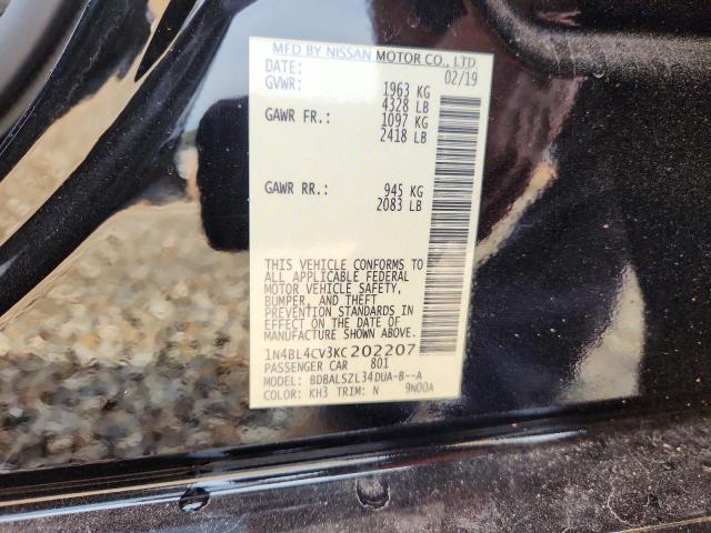 1N4BL4CV3KC202207 - 2019 NISSAN ALTIMA SR Noir photo 13