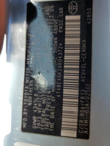 4T4BE46K28R043724 - 2008 TOYOTA CAMRY CE 蓝色 照片 13