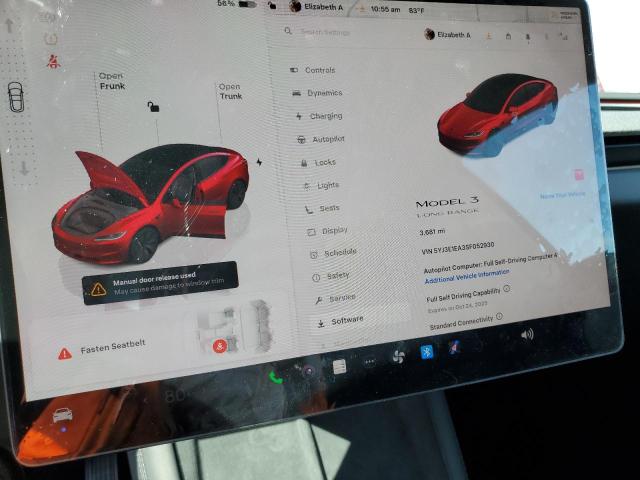 5YJ3E1EA3SF052930 - 2025 TESLA MODEL 3 RED photo 9