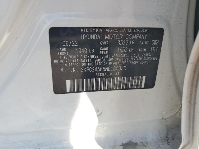 3KPC24A68NE180330 - 2022 HYUNDAI ACCENT SE 白色 照片 12