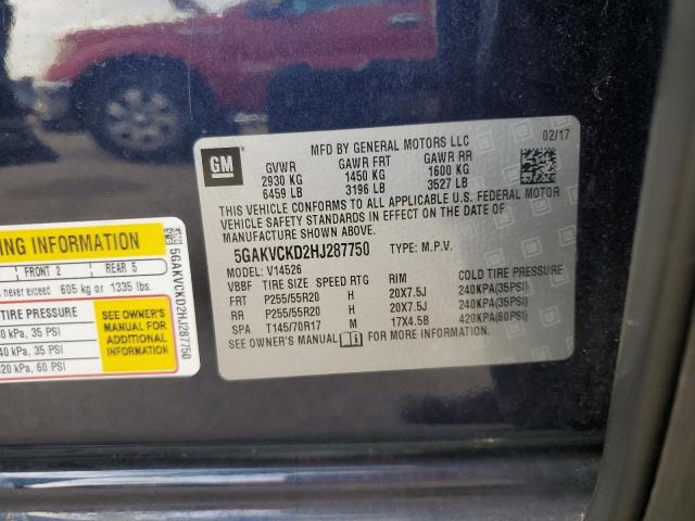 5GAKVCKD2HJ287750 - 2017 BUICK ENCLAVE ლურჯი ფოტო 13