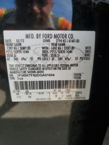 1FM5K7F82DGA01004 - 2013 FORD EXPLORER LIMITED BLACK photo 14