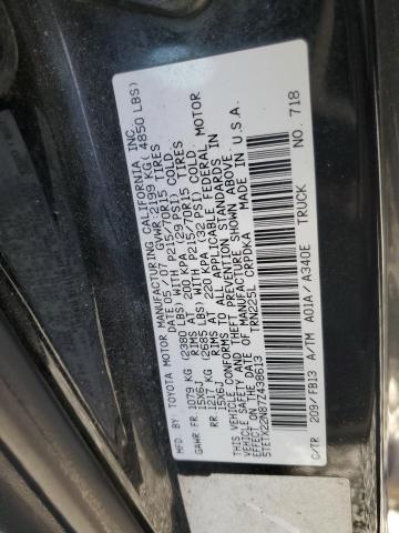 5TETX22N87Z438613 - 2007 TOYOTA TACOMA ACCESS CAB BLACK photo 13