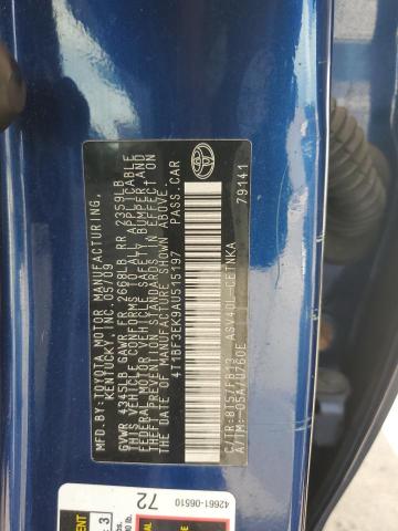 4T1BF3EK9AU515197 - 2010 TOYOTA CAMRY BASE ლურჯი ფოტო 12