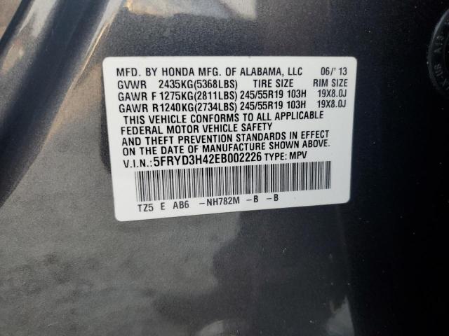 5FRYD3H42EB002226 - 2014 ACURA MDX TECHNOLOGY GRAY photo 13