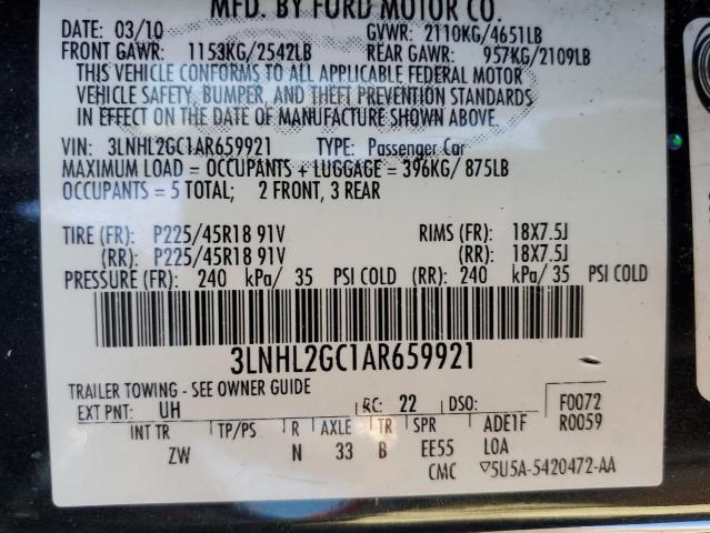 3LNHL2GC1AR659921 - 2010 LINCOLN MKZ CHARCOAL photo 12