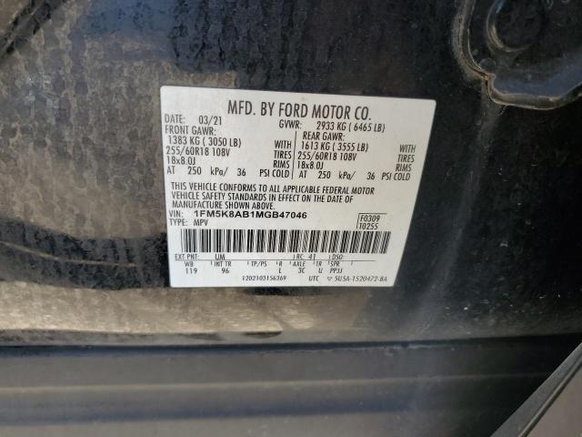 1FM5K8AB1MGB47046 - 2021 FORD EXPLORER POLICE INTERCEPTOR Czarny zdjęcie 13