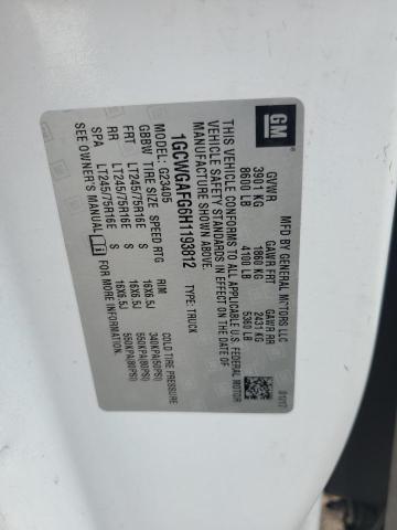 1GCWGAFG6H1193812 - 2017 CHEVROLET EXPRESS G2 WHITE photo 12