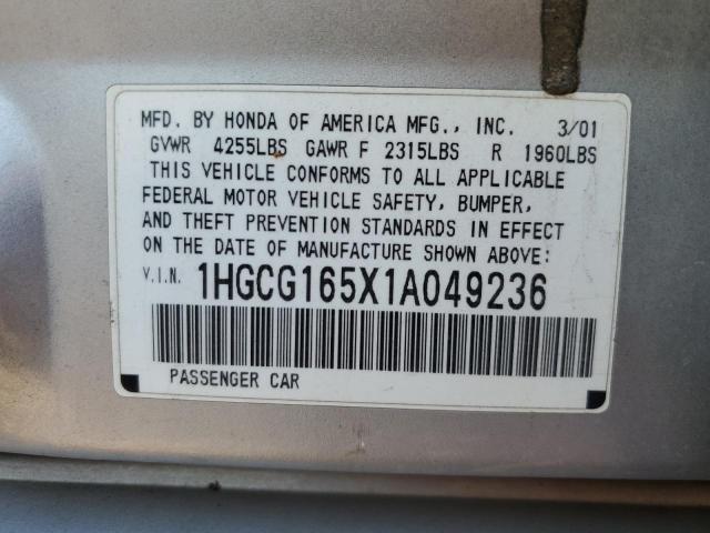 1HGCG165X1A049236 - 2023 HONDA ACCORD EX SILVER photo 12