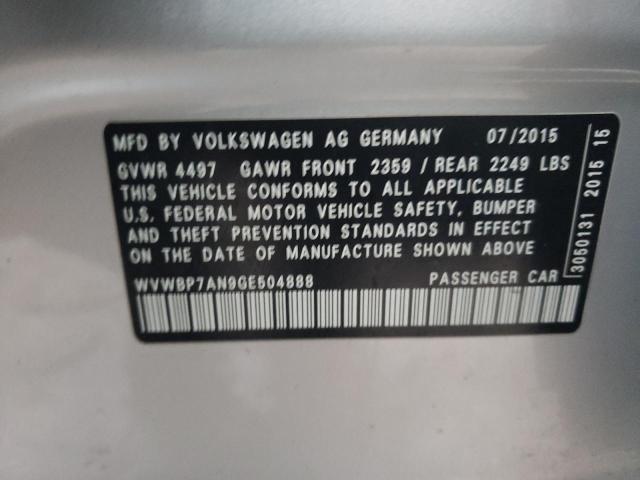 WVWBP7AN9GE504888 - 2016 VOLKSWAGEN CC BASE SILVER photo 12