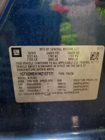 1GTV2MEH1HZ137171 - 2017 GMC SIERRA K1500 SLE BLUE photo 12