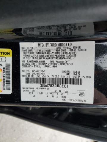 3LN6L2JK6DR803331 - 2013 LINCOLN MKZ BLACK photo 12