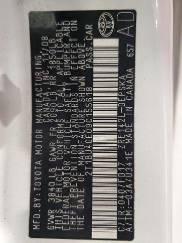 2T1BU40E09C155618 - 2009 TOYOTA COROLLA BASE 白色 照片 13