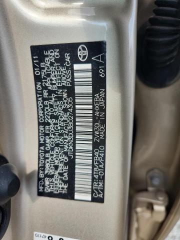 JTDKN3DU3B0274305 - 2011 TOYOTA PRIUS GOLD photo 12