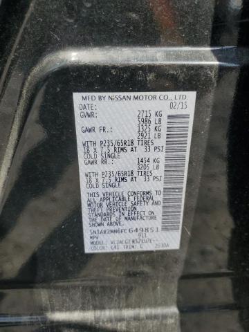 5N1AR2MN6FC649851 - 2015 NISSAN PATHFINDER S 黑色 照片 13