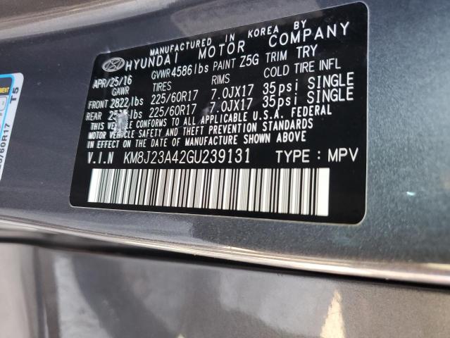 KM8J23A42GU239131 - 2016 HYUNDAI TUCSON SE GRAY photo 13