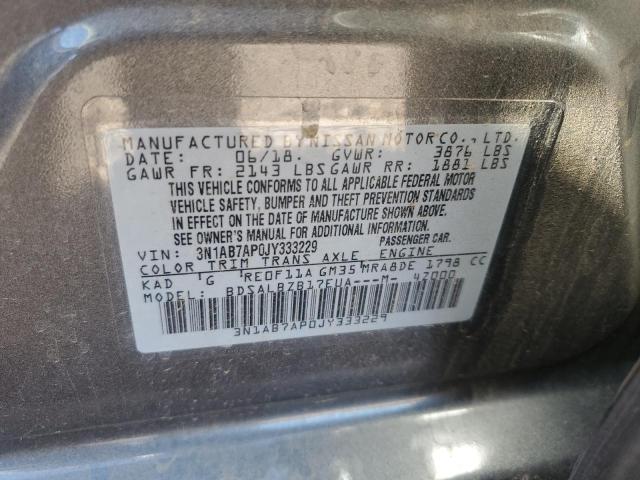 3N1AB7AP0JY333229 - 2018 NISSAN SENTRA S CHARCOAL photo 13