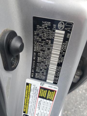 2T1BU4EE8AC289810 - 2010 TOYOTA COROLLA BASE Argent photo 12