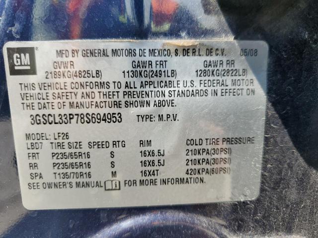 3GSCL33P78S694953 - 2008 SATURN VUE XE BLUE photo 14