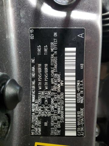 5TDKKRFH4FS073690 - 2015 TOYOTA HIGHLANDER XLE GRAY photo 12