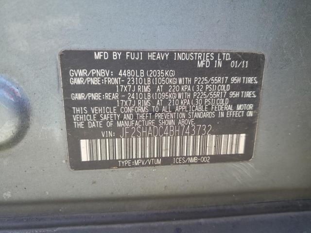 JF2SHADC4BH743732 - 2011 SUBARU FORESTER 2.5X PREMIUM Теңіз көгі фото 13