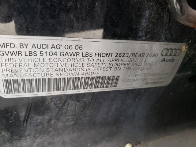 WAUAH74F57N010828 - 2007 AUDI A6 3.2 BLACK photo 12