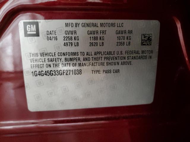 1G4G45G33GF271038 - 2016 BUICK LACROSSE SPORT TOURING BURGUNDY photo 13