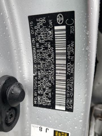 JTDKN3DU8F0438699 - 2015 TOYOTA PRIUS SILVER photo 12