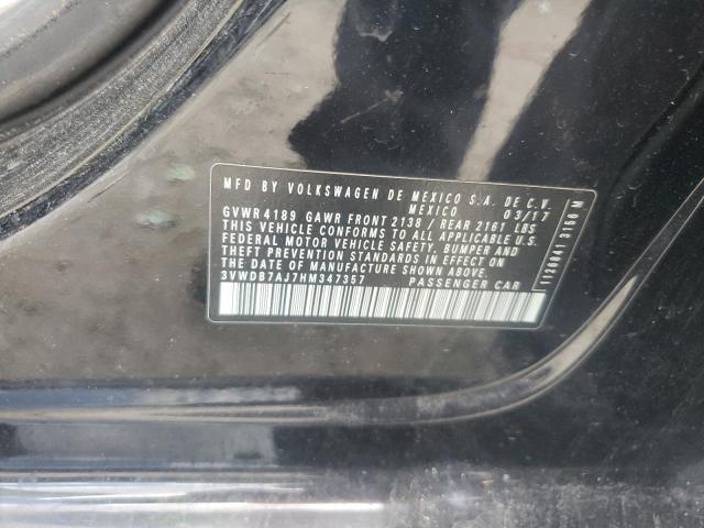 3VWDB7AJ7HM347357 - 2017 VOLKSWAGEN JETTA SE BLACK photo 12