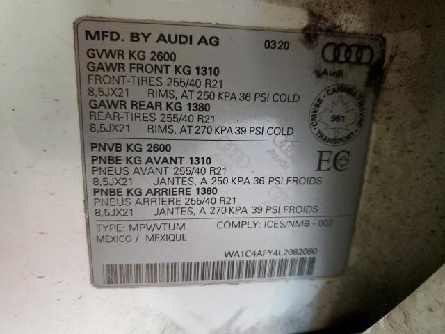WA1C4AFY4L2082080 - 2020 AUDI SQ5 PRESTIGE WHITE photo 14