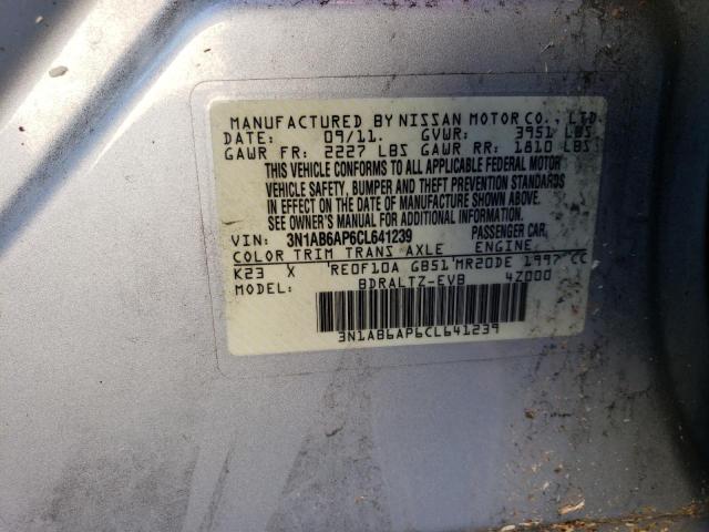 3N1AB6AP6CL641239 - 2012 NISSAN SENTRA 2.0 SILVER photo 12