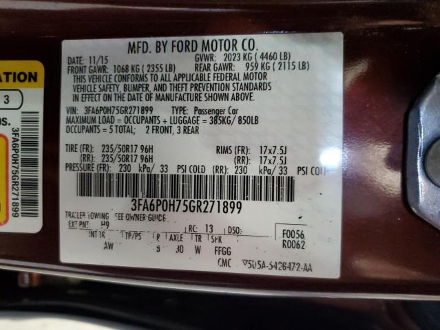 3FA6P0H75GR271899 - 2016 FORD FUSION SE 棕色 照片 12