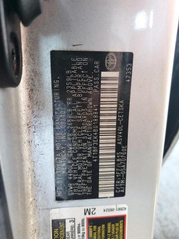 4T1BF3EK4BU188841 - 2011 TOYOTA CAMRY BASE Silber Foto 12