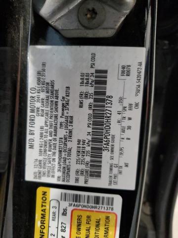 3FA6P0HD0HR271378 - 2017 FORD FUSION SE 黑色 照片 12